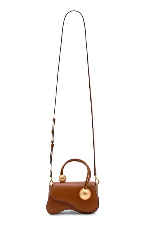 Cult Gaia Kazia Nano Leather Crossbody Bag In Brown
