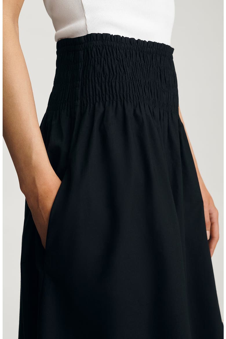Smocked Flare Maxi Skirt, Alternate, color, BLACK