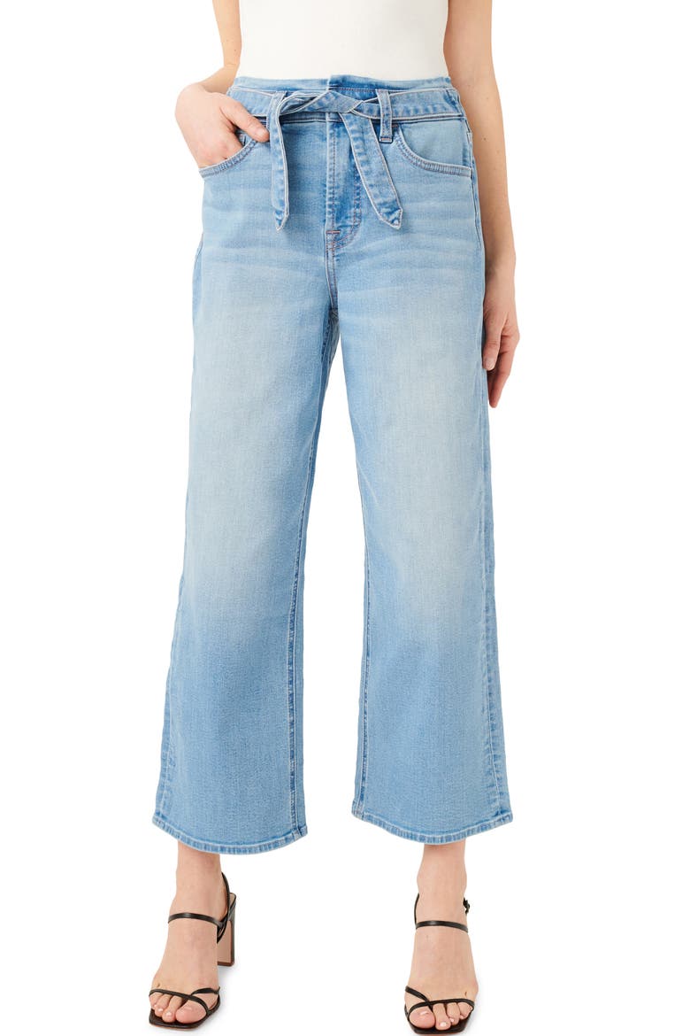 Tie Front Crop Wide Leg Jeans, Main, color, CAPISTRANO