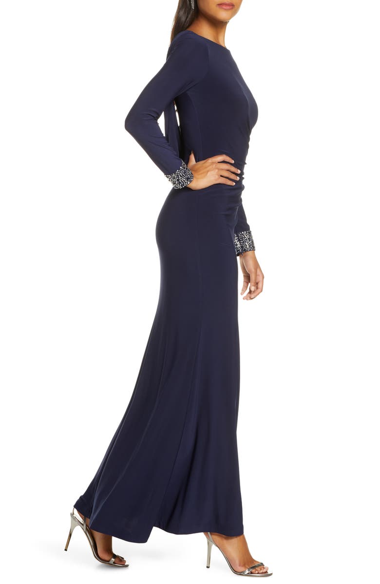 Vince Camuto Beaded Long Sleeve Gown, Alternate, color, 
