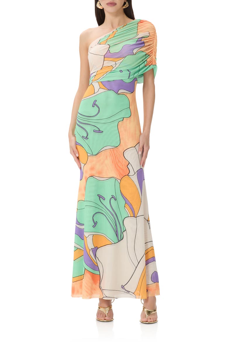 Mirabel One-Shoulder Maxi Dress, Main, color, SCARF FLORAL