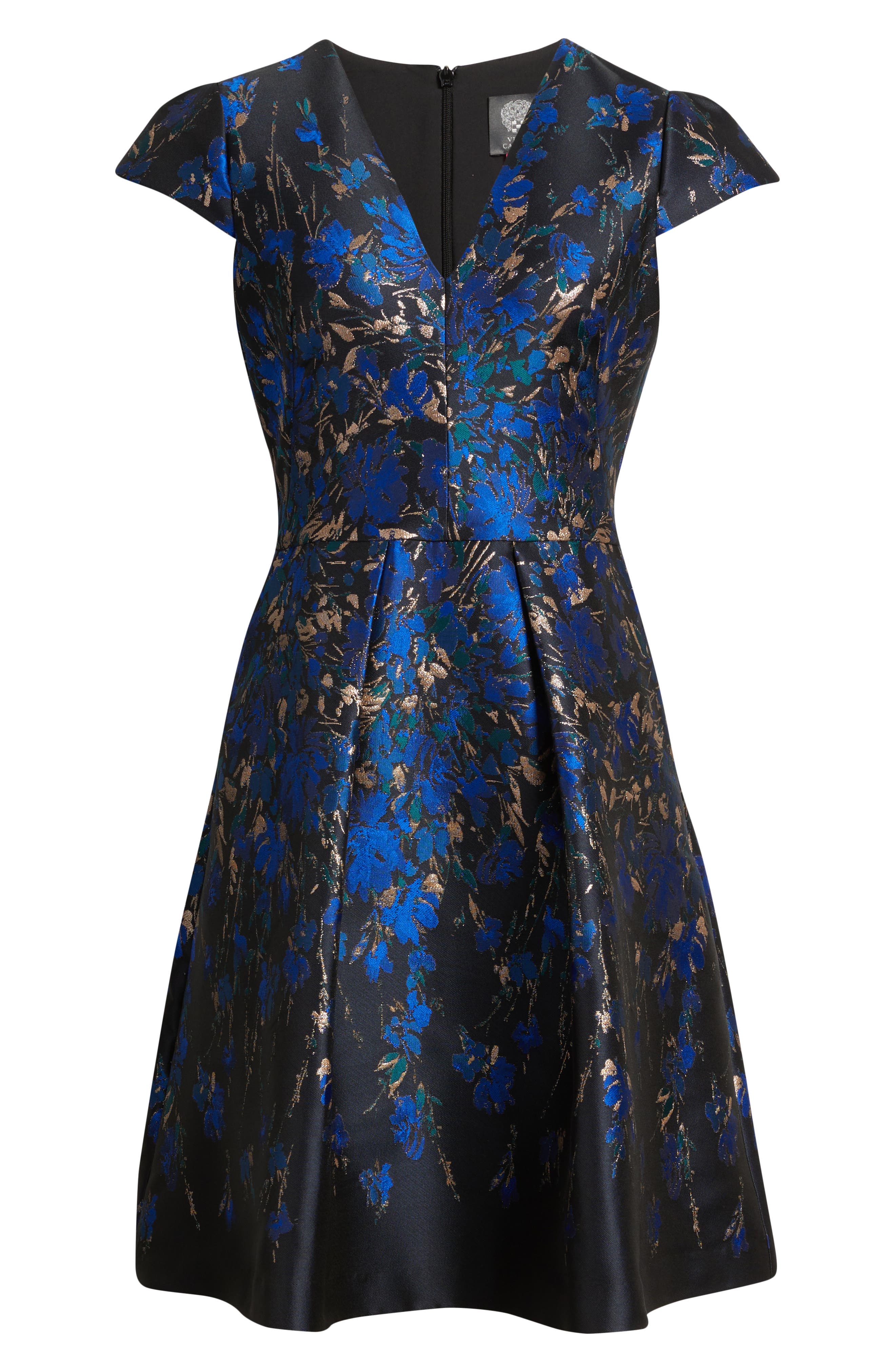 vince camuto floral lace fit & flare midi dress VINCE CAMUTO Floral Print Flutter Sleeve Tiered Ruffle Midi Dress