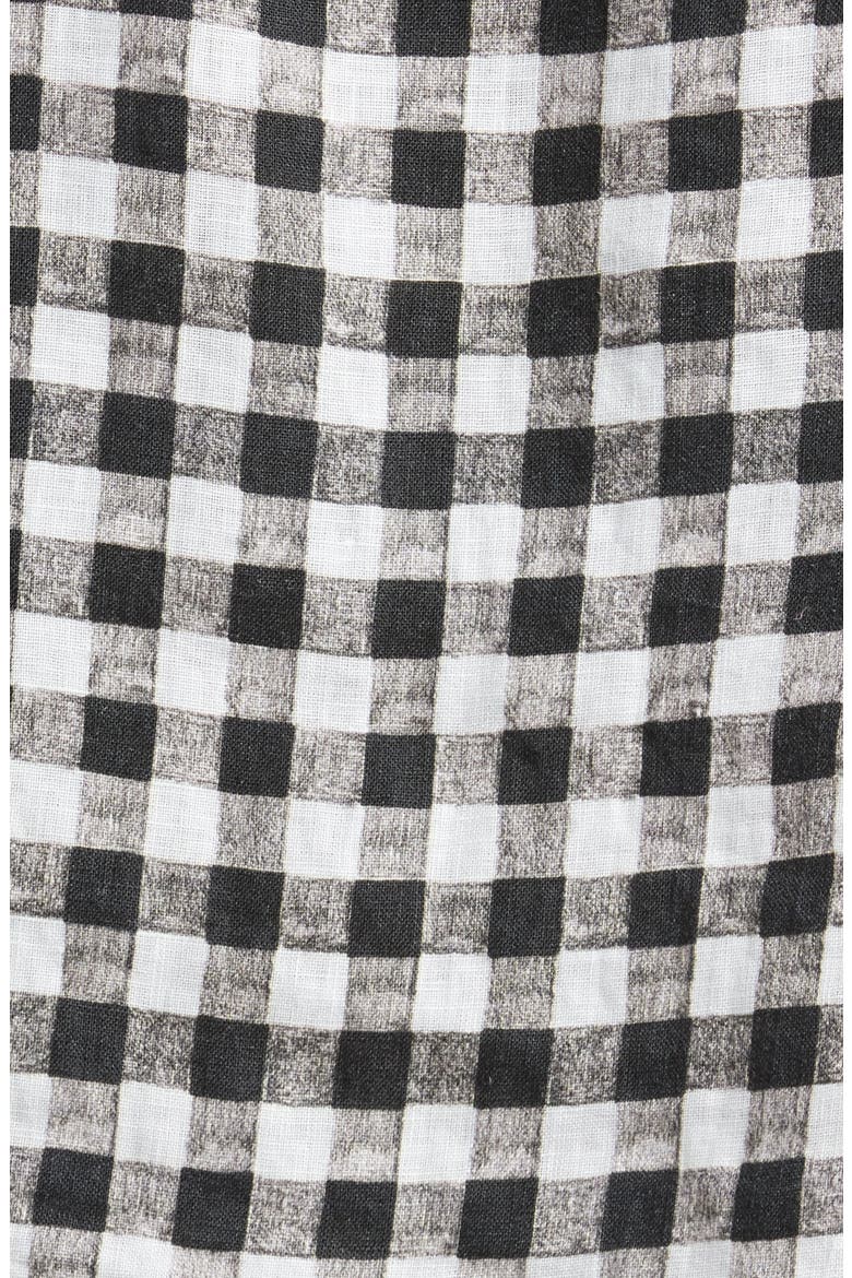 Long Sleeve Linen Pajamas, Alternate, color, GINGHAM LINEN BLACK/WHITE