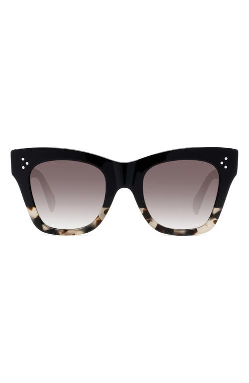 CELINE 50mm Gradient Bold 3 Dot Cat Eye Sunglasses in Black/Grey Havana/Brown  product