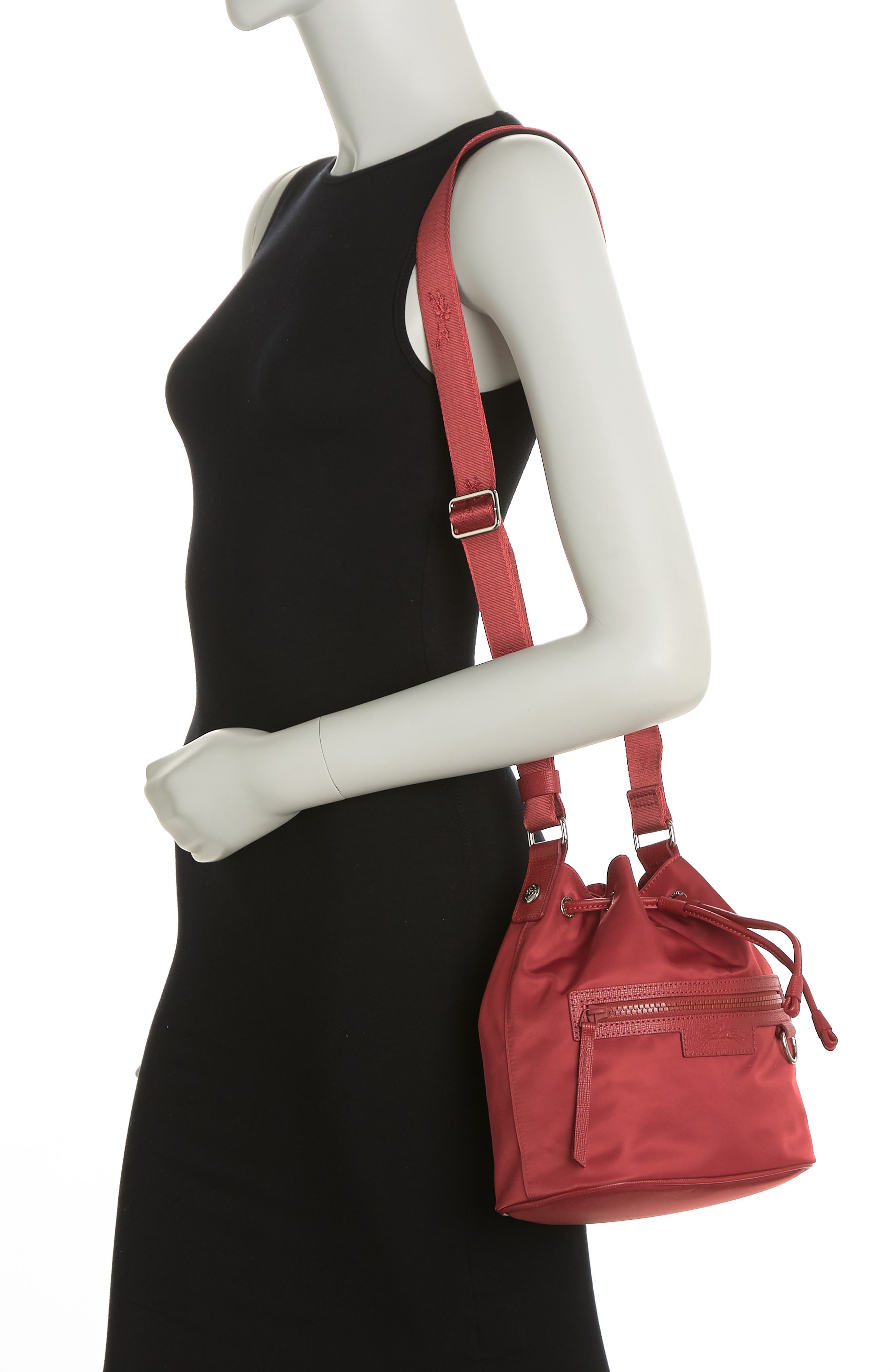 Longchamp Neoprene Bucket Bag, Alternate, color, Red