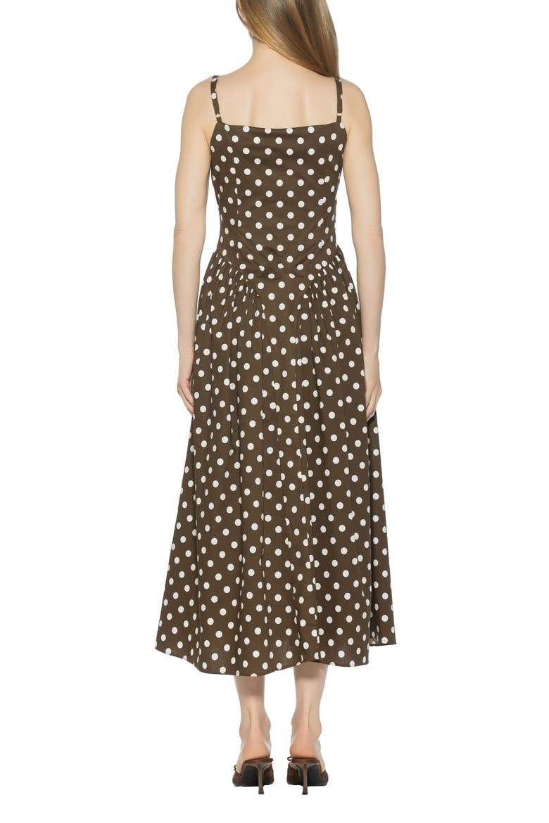 Thalassa Midi Dress, Alternate, color, BROWN POLKA