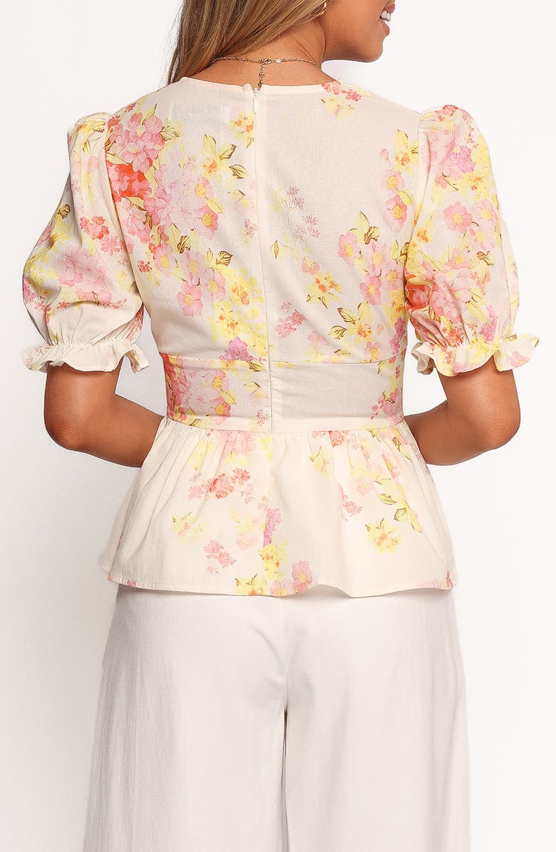 Petal & Pup Duchess Ruffle Hem Puff Sleeve Top, Alternate, color, Pink Floral