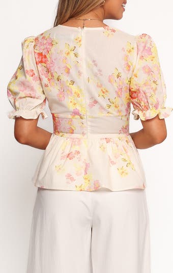 Duchess Ruffle Hem Puff Sleeve Top