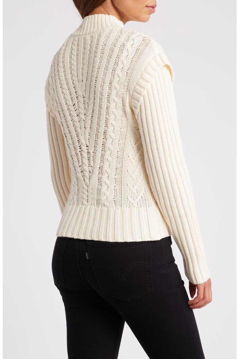Cable Button Accent Sweater, Alternate, color, CREAM
