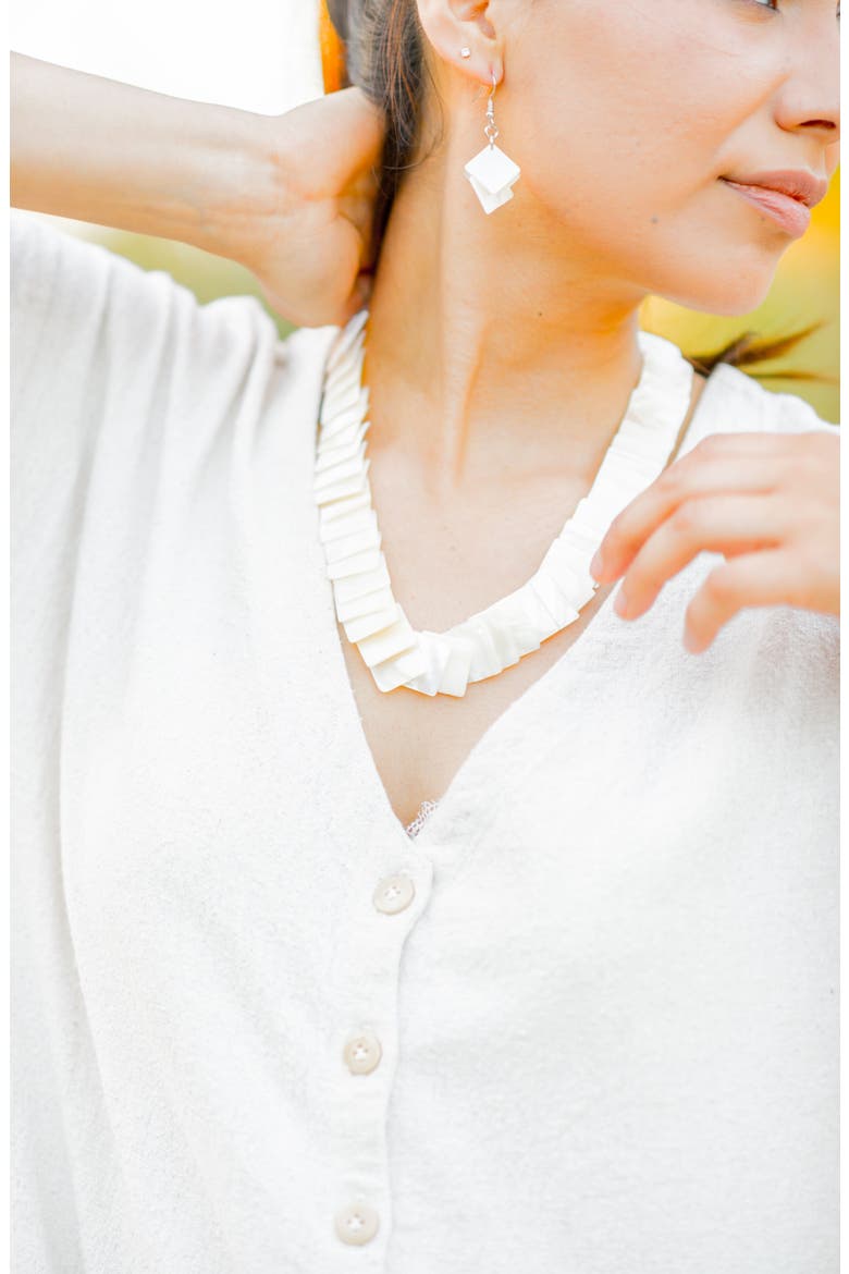Playa Square Tiles Mother-Of-Pearl Necklace, Alternate, color, White