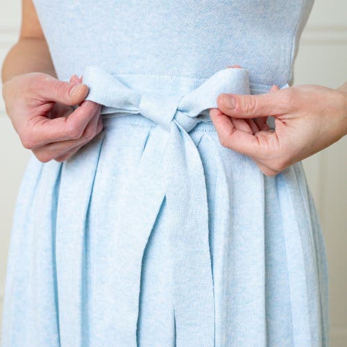 Hope & Henry Organic Pleated Sweater Knit Dress In Light Blue Heather