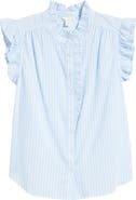 Caslon® Ruffle Sleeve Cotton Blend Top