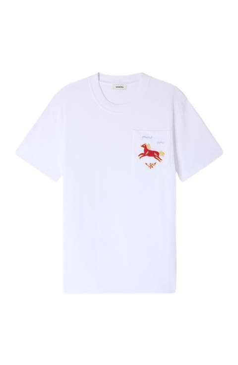 Embroidered horse cotton T-shirt
