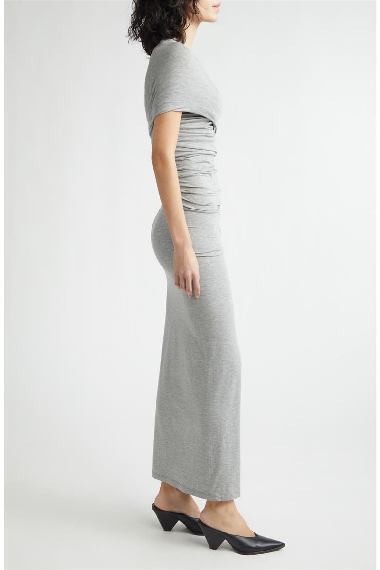 One-Shoulder Twisted Jersey Dress, Alternate, color, GREY MELANGE