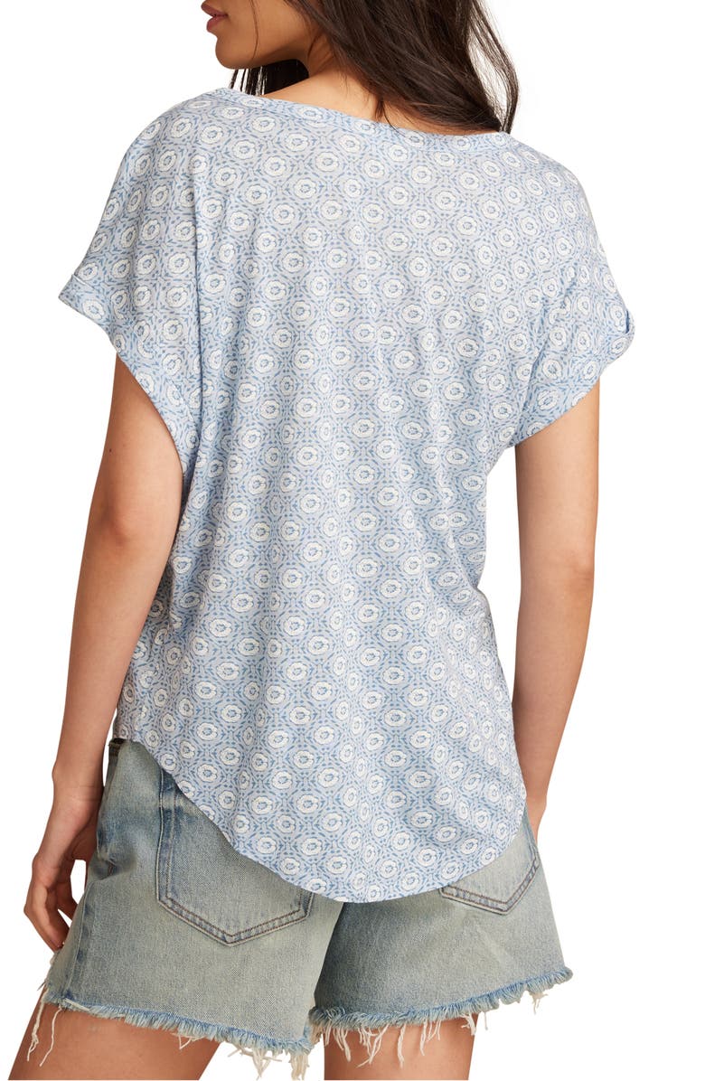 Lucky Brand Abstract Floral Short Sleeve Knit Top, Alternate, color, Blue Geo