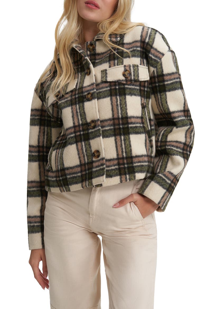 Plaid Crop Shacket, Main, color, LEAFLESS TREE