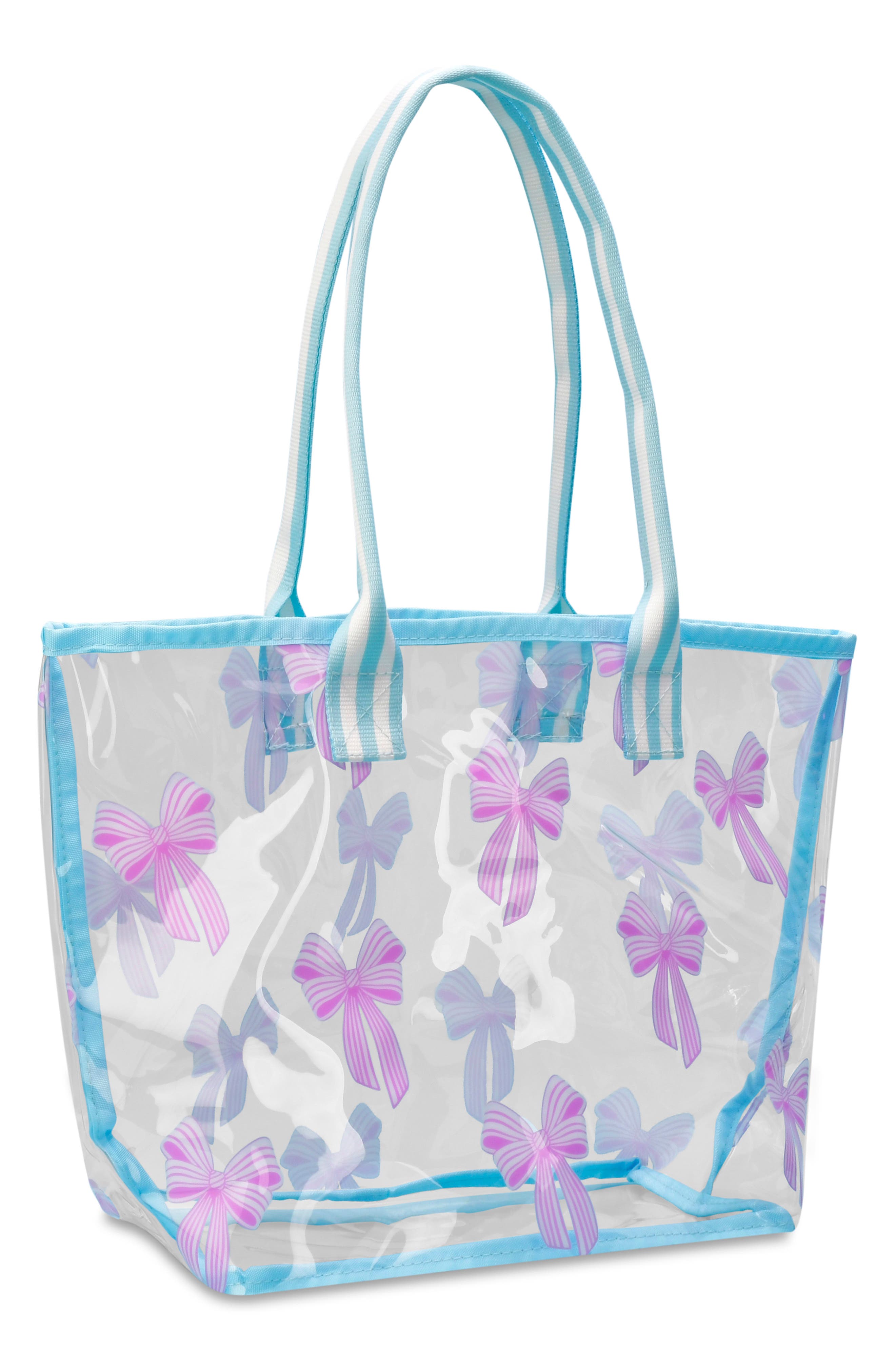 Iscream Spring Bows Clear Tote Bag, Alternate, color, Blue/ Purple Multi