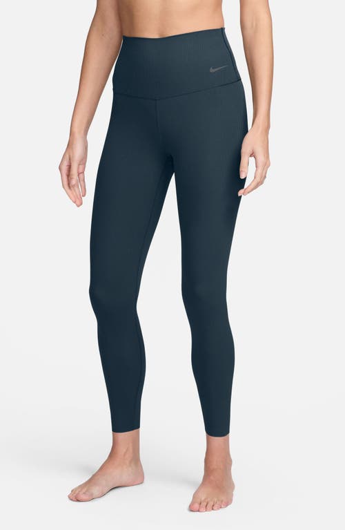 Nike Zenvy Gentle Support High Waist Rib Leggings In Blue