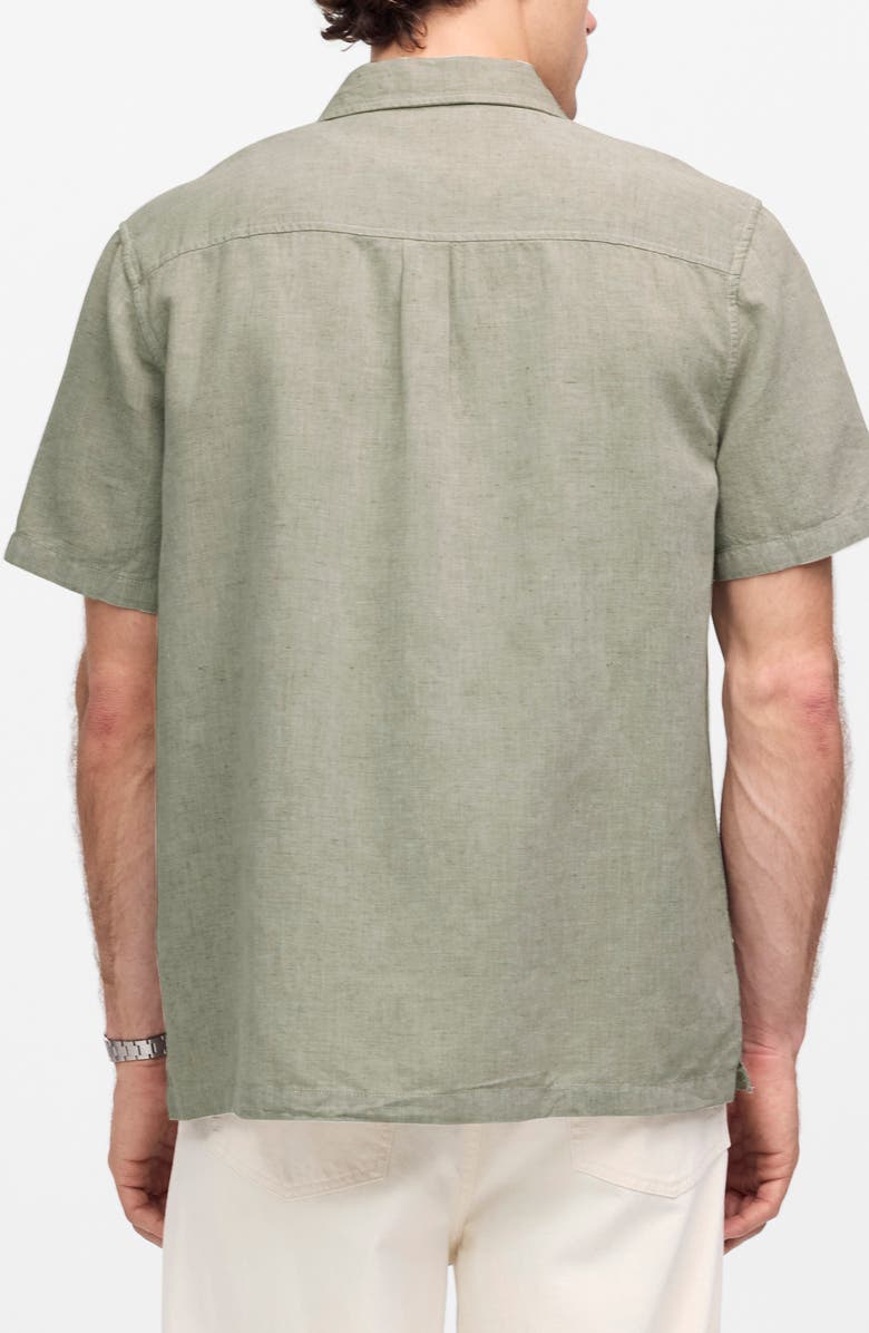 Madewell Short Sleeve Linen & Cotton Button-Up Shirt, Alternate, color, Sage
