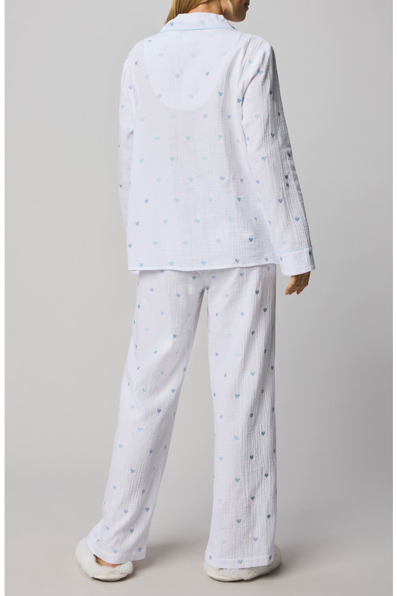 Lottie Love Cotton Gauze Pajamas, Alternate, color, WHITE/ SEA BREEZE