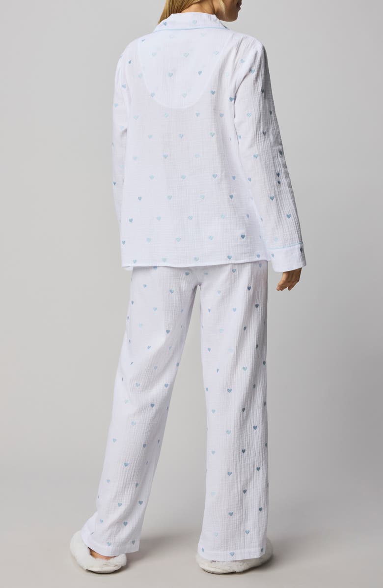 Splendid Lottie Love Cotton Gauze Pajamas, Alternate, color, White/ Sea Breeze