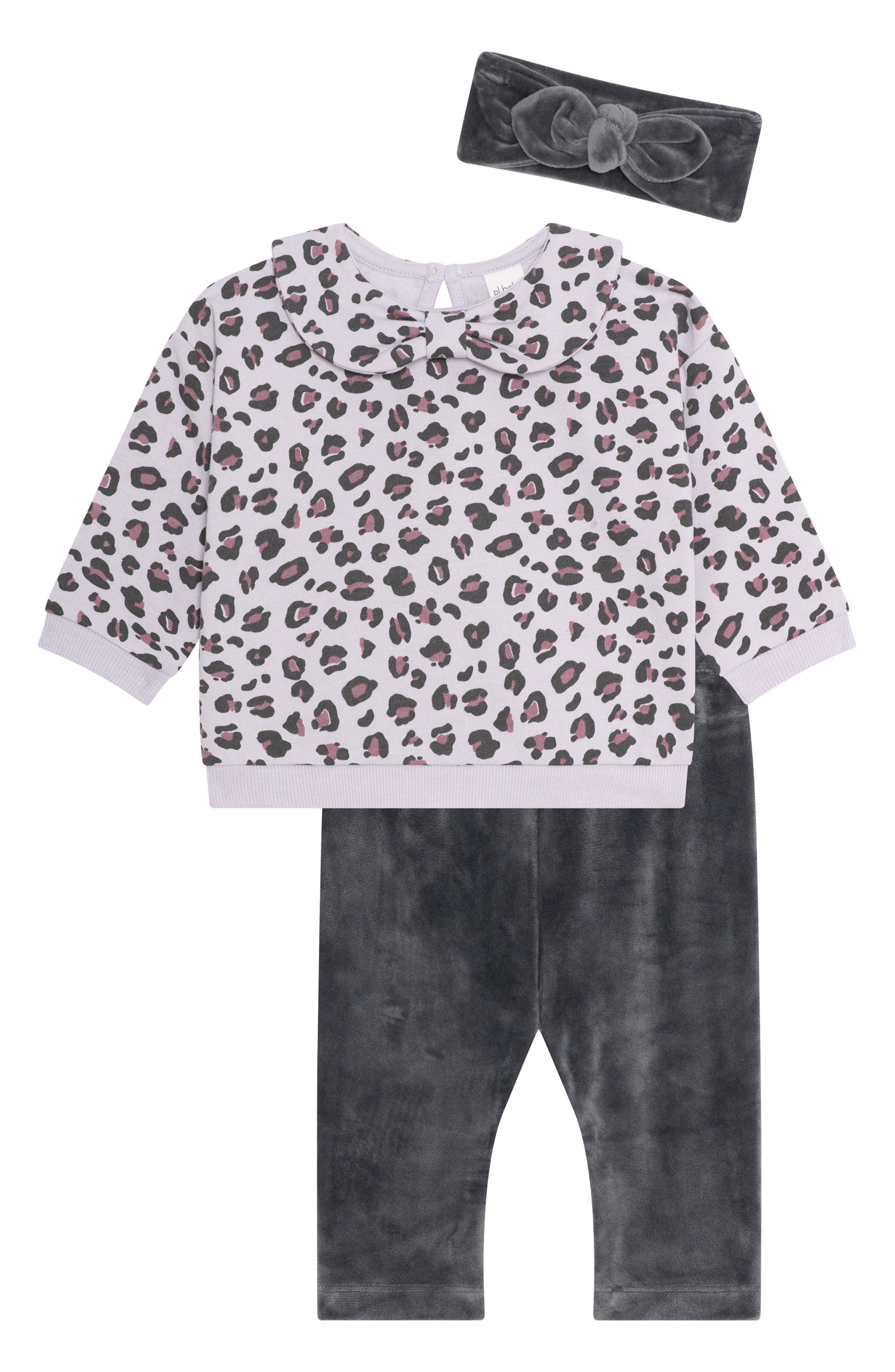 PL Baby by Petit Lem Peter Pan Collar Top, Velour Leggings & Headband Set