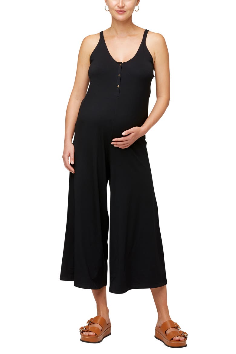 Chelsea Wide Leg Maternity/Nursing Jumpsuit, Main, color, BLACK