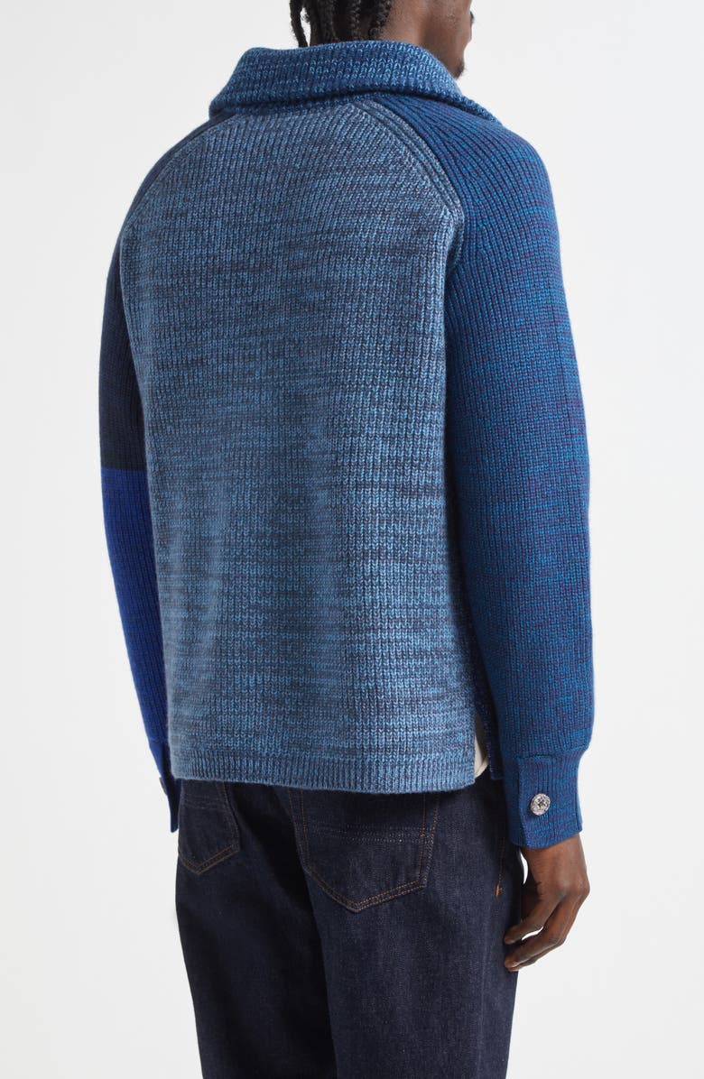 Waste Yarn Project Una Marled Colorblock Cardigan, Alternate, color, Tonal Blue