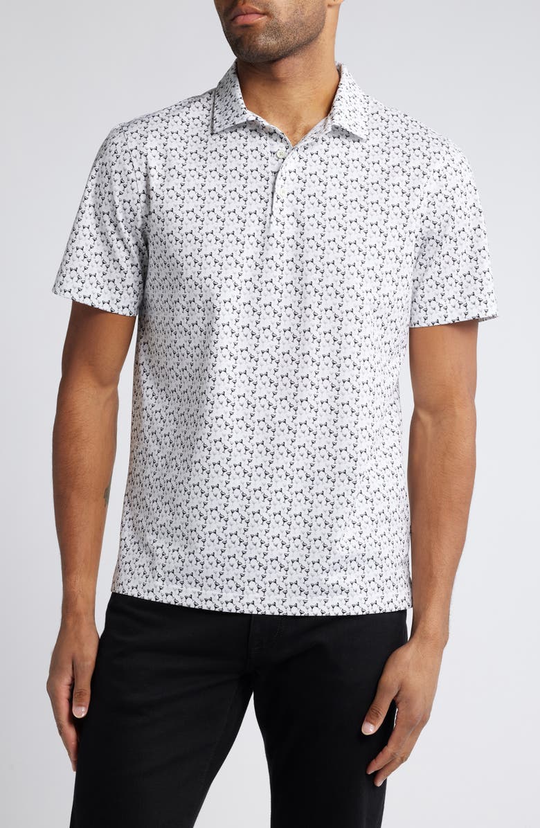 Bugatchi Victor OoohCotton<sup>®</sup> Cocktail Print Polo, Main, color, White