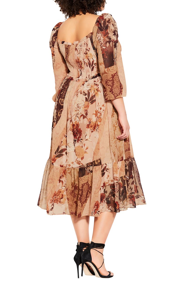 City Chic Paisley Puzzle A-Line Dress, Alternate, color, 