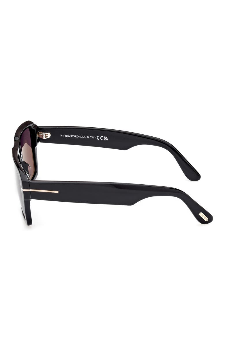 Redford 56mm Navigator Sunglasses, Alternate, color, SHINY BLACK / SMOKE