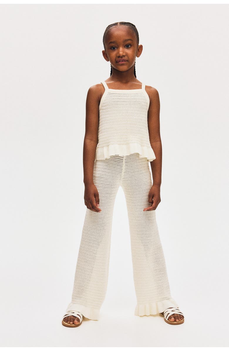 H&M Flared Cotton-knit Leggings, Alternate, color, White