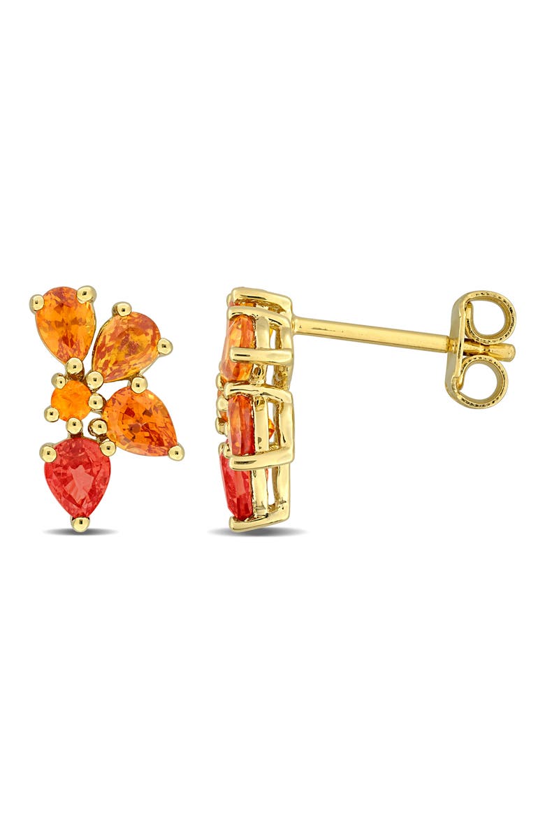 Pear and Round Orange Sapphire Stud Earrings, Main, color, ORANGE