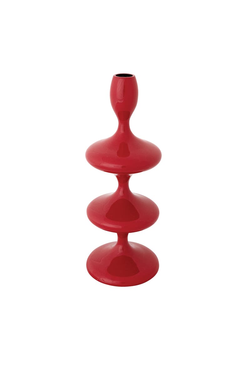 Enameled Aluminum & Reclaimed Wood Taper Holder, Main, color, Red
