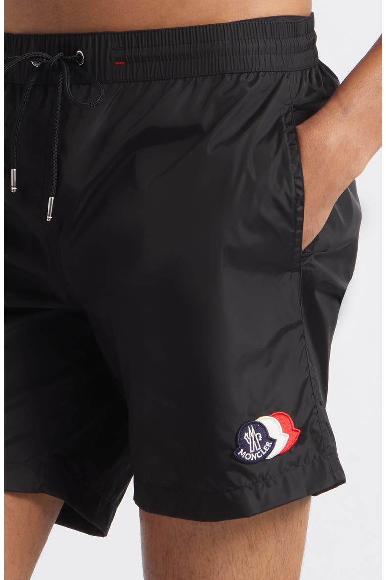 Logo Patch Swim Trunks, Alternate, color, BLACK
