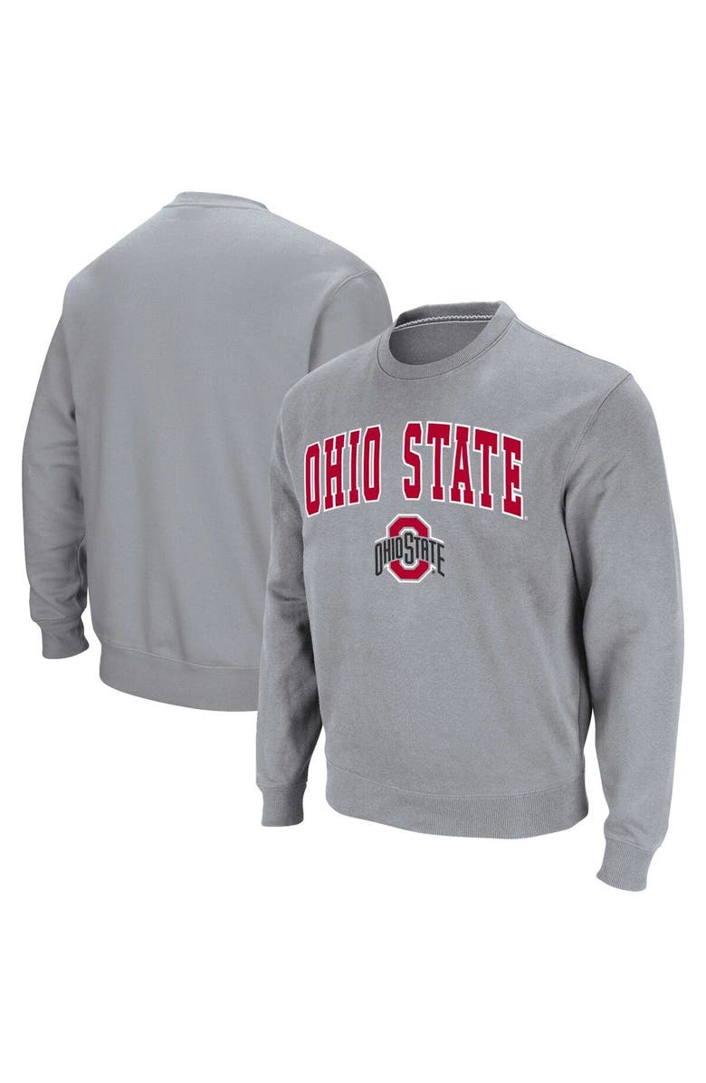 COLOSSEUM Men's Colosseum Heathered Gray Ohio State Buckeyes Team Arch & Logo Tackle Twill Pullover Sweatshirt, Main, color, Heather Gray