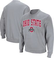 COLOSSEUM Men's Colosseum Heathered Gray Ohio State Buckeyes Team Arch & Logo Tackle Twill Pullover Sweatshirt