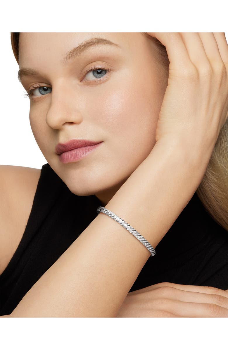 David Yurman Sculpted Cable Bangle Bracelet with Diamonds, 4.6mm, Alternate, color, 18K White Gold/ Diamond