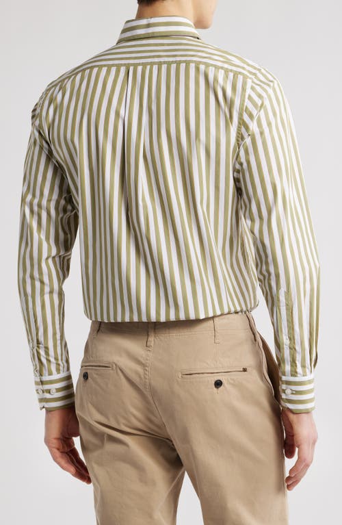 Scott Barber Bold Stripe Cotton Sateen Button-down Shirt In Green