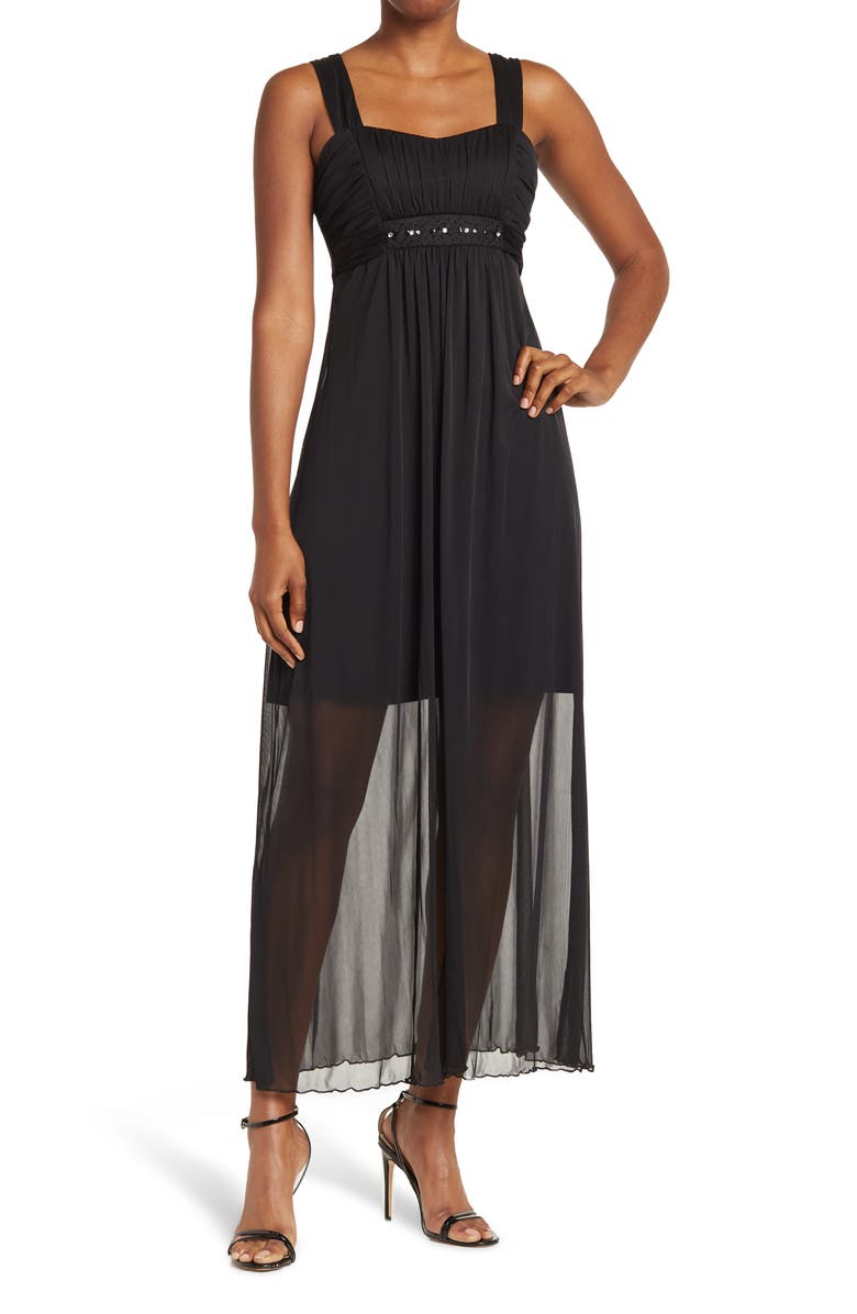 Connected Apparel Wide Strap Chiffon Maxi Dress, Main, color, 