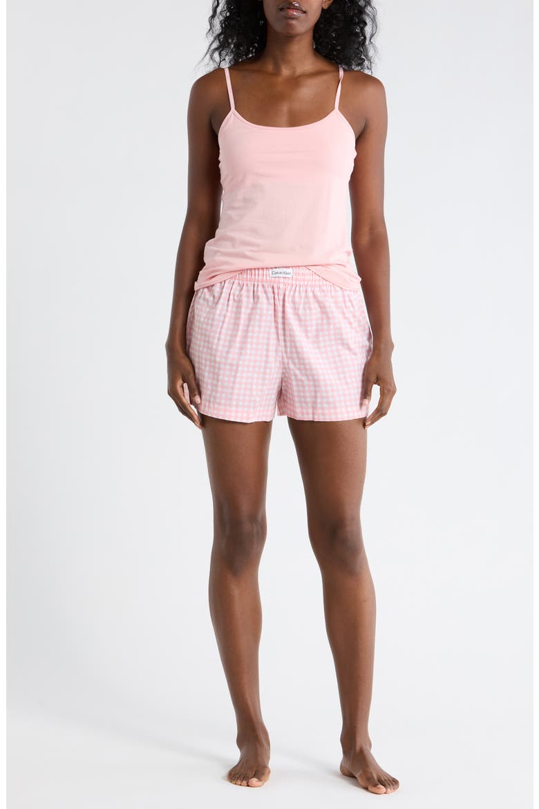 Camisole Short Pajamas, Main, color, CK GINGHAM POWDER PINK, WHITE