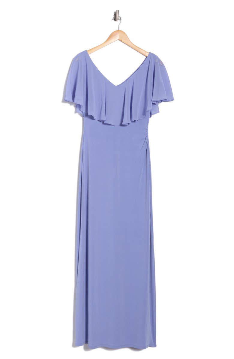 Connected Apparel Flutter Sleeve V-Neck Dress, Alternate, color, Periwinkle