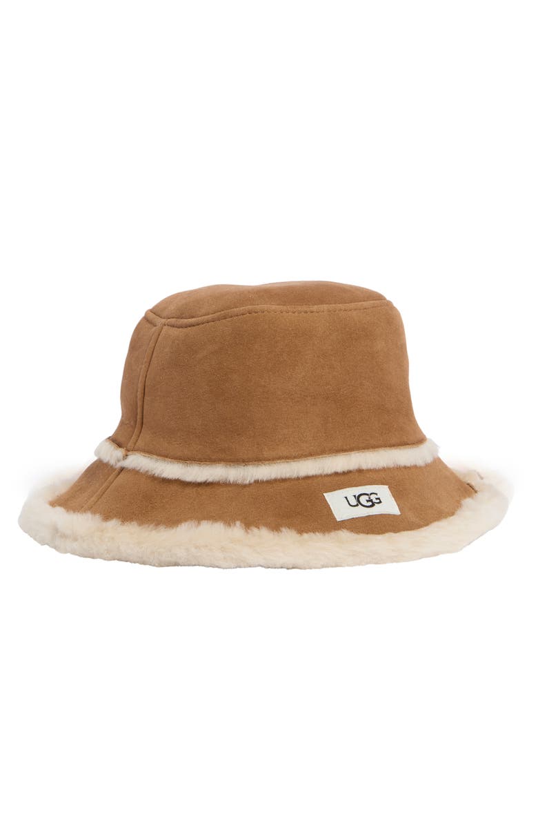UGG® Sheepskin Genuine Shearling Trimmed Bucket Hat | Nordstromrack
