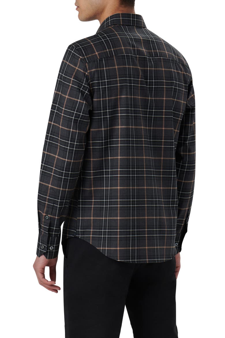 Julian Plaid Print Cotton Button-Up Shirt, Alternate, color, BLACK