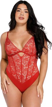Popilush Shapewear Cutout Corset Hourglass Sculpting Lace Bodysuit