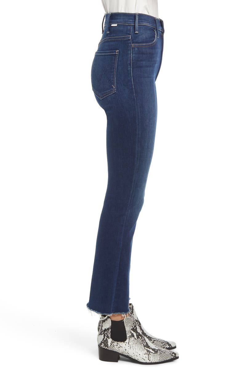 MOTHER The Hustler Frayed High Waist Ankle Flare Jeans, Alternate, color, Home Movie