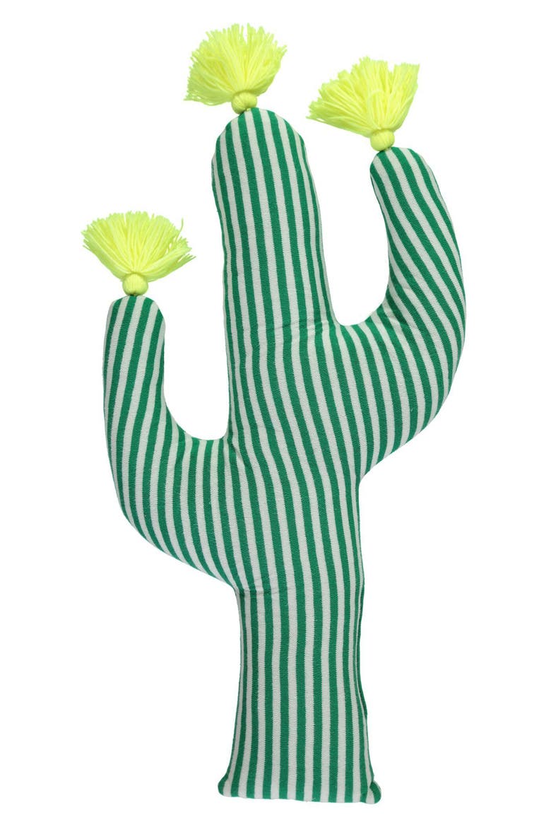 Knit Organic Cotton Cactus Cushion, Main, color, GREEN