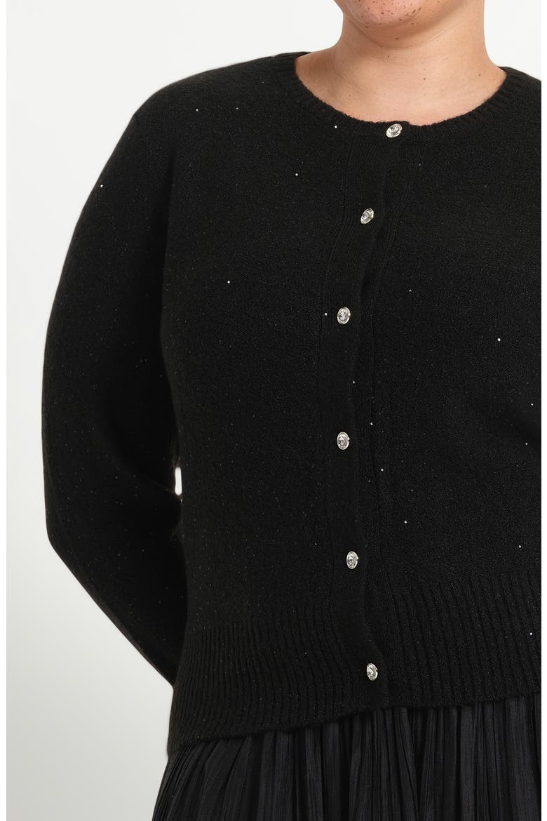 Night Sparkle Knit Cardigan, Alternate, color, BLACK