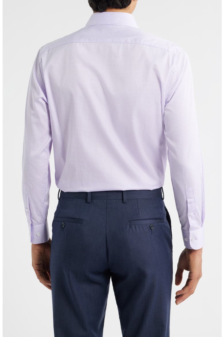 Trim Fit Grid Check Cotton Dress Shirt, Alternate, color, LAVENDER/ WHITE