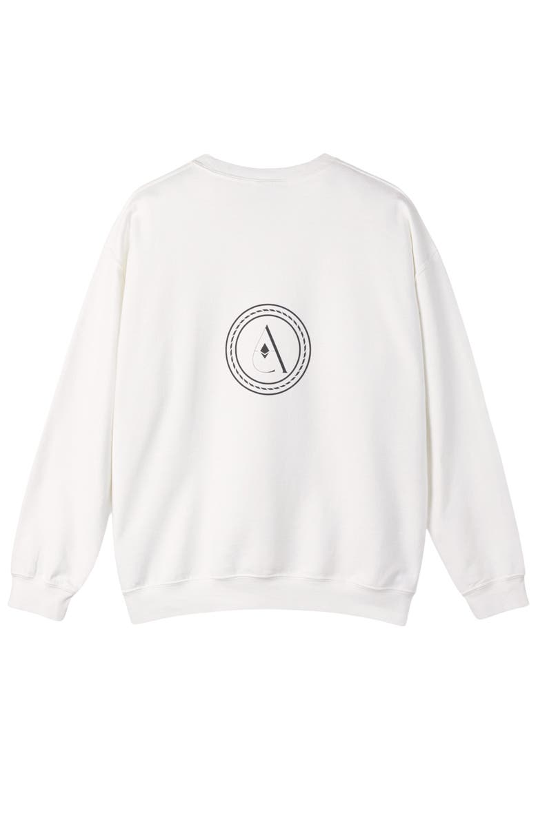 AKALIA Ria Heavy Cotton Crewneck Sweatshirt, Alternate, color, White